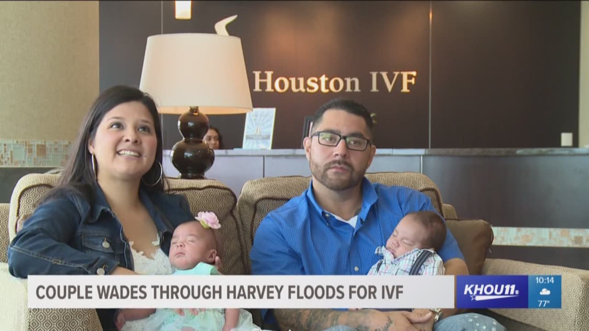 New parents welcomed twins after swimming through Harvey flooded streets to get IVF treatments.