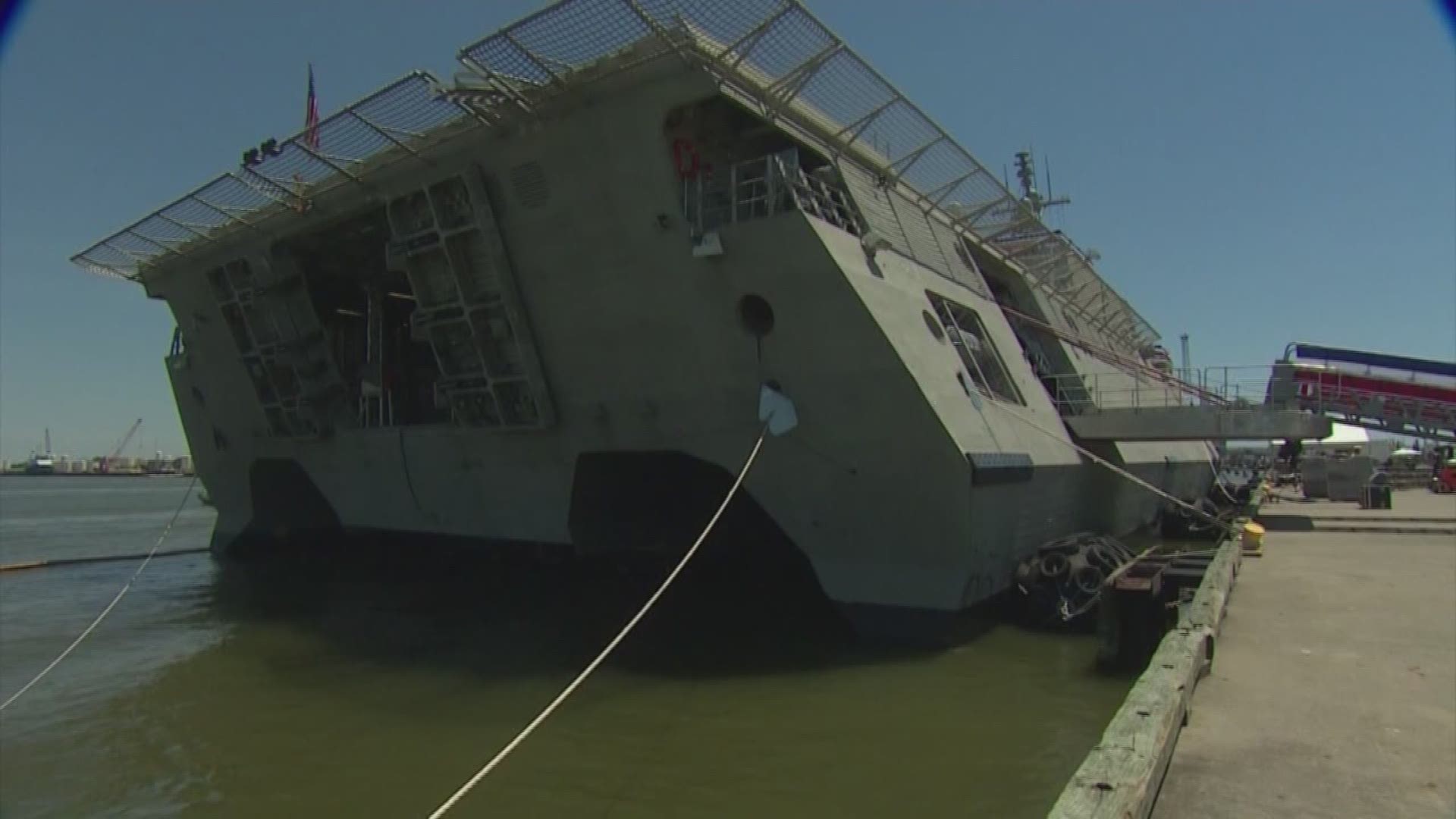 The Navy's newest combat ship is docked in Galveston and is named after Gabrielle Giffords, the former Arizona congresswoman who survived being shot back in 2011.