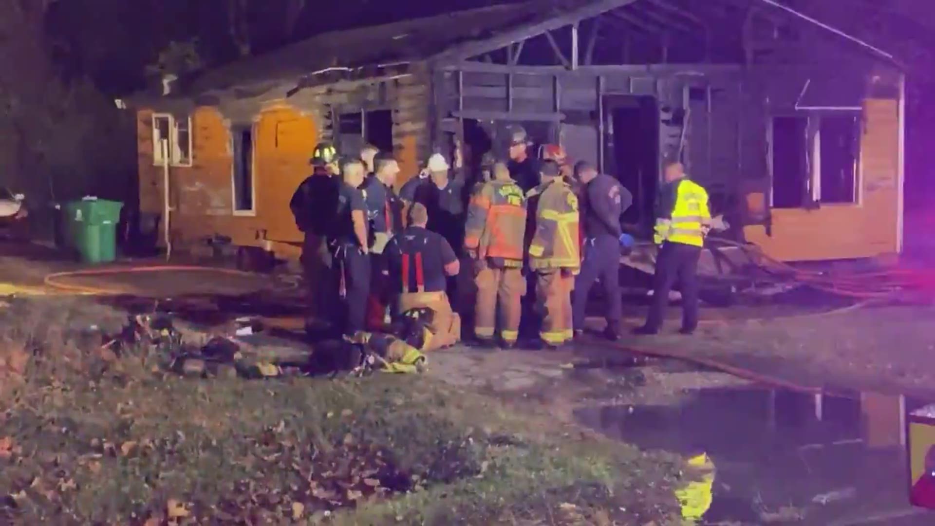 A man was rushed to the hospital after firefighters found him in a burning home. His condition is unknown.