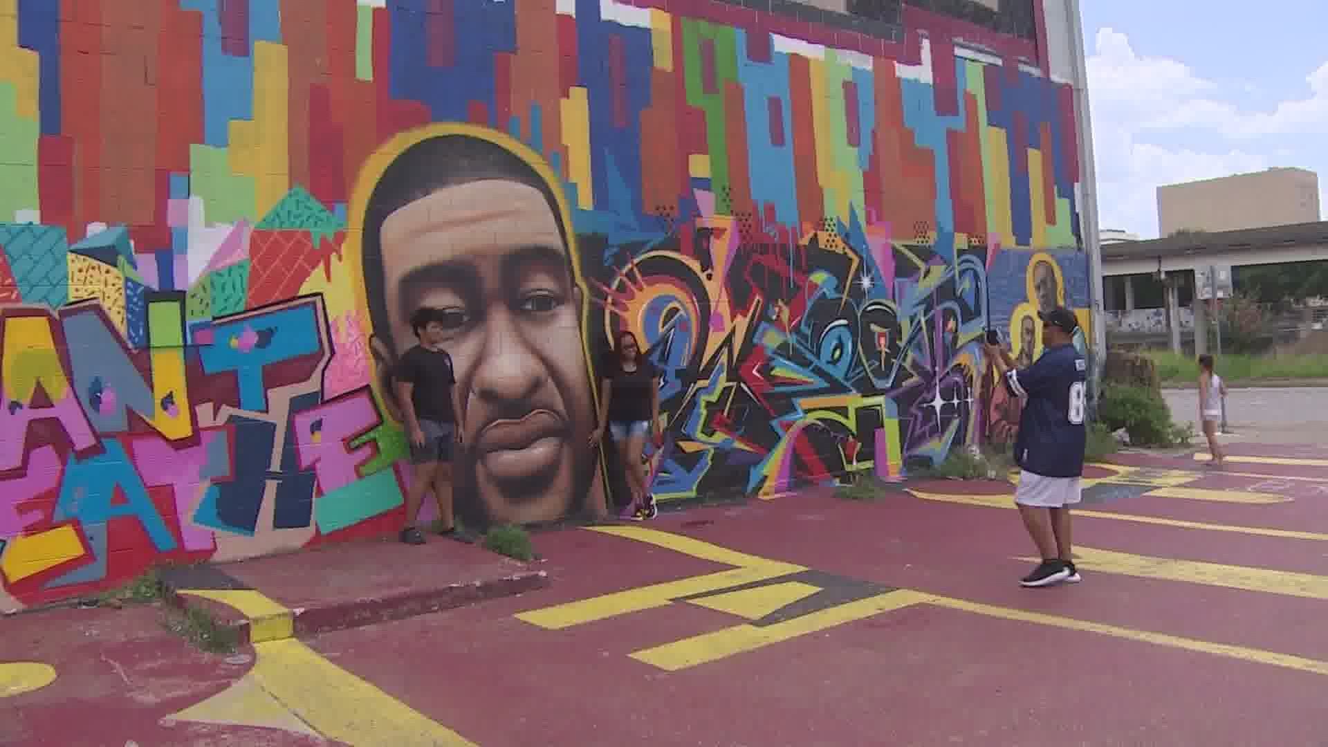 Within minutes of a Minnesota judge sentencing Derek Chauvin to 22.5 years in prison, people began driving to Houston-area murals of Third Ward native George Floyd.