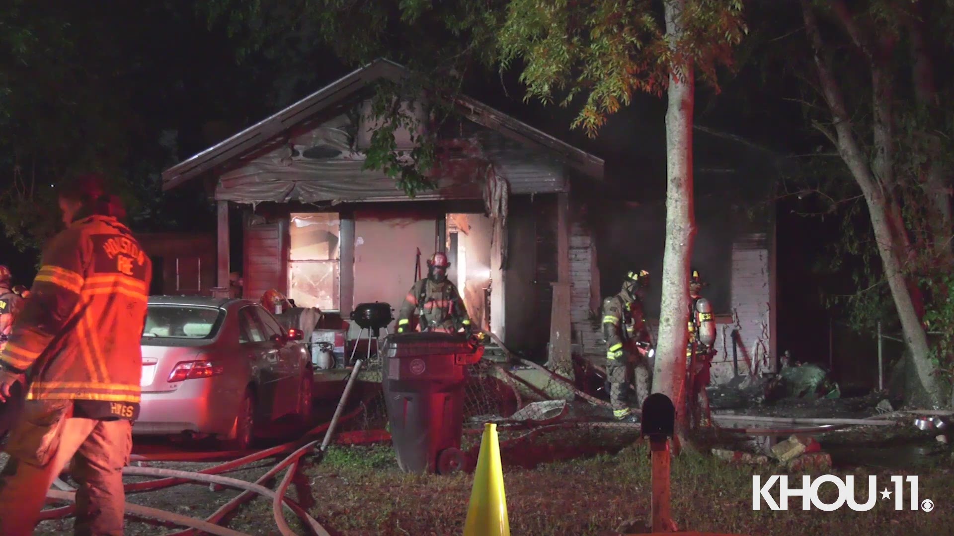 A mother and her three children are safe after a fire erupted at their home overnight in northeast Houston.