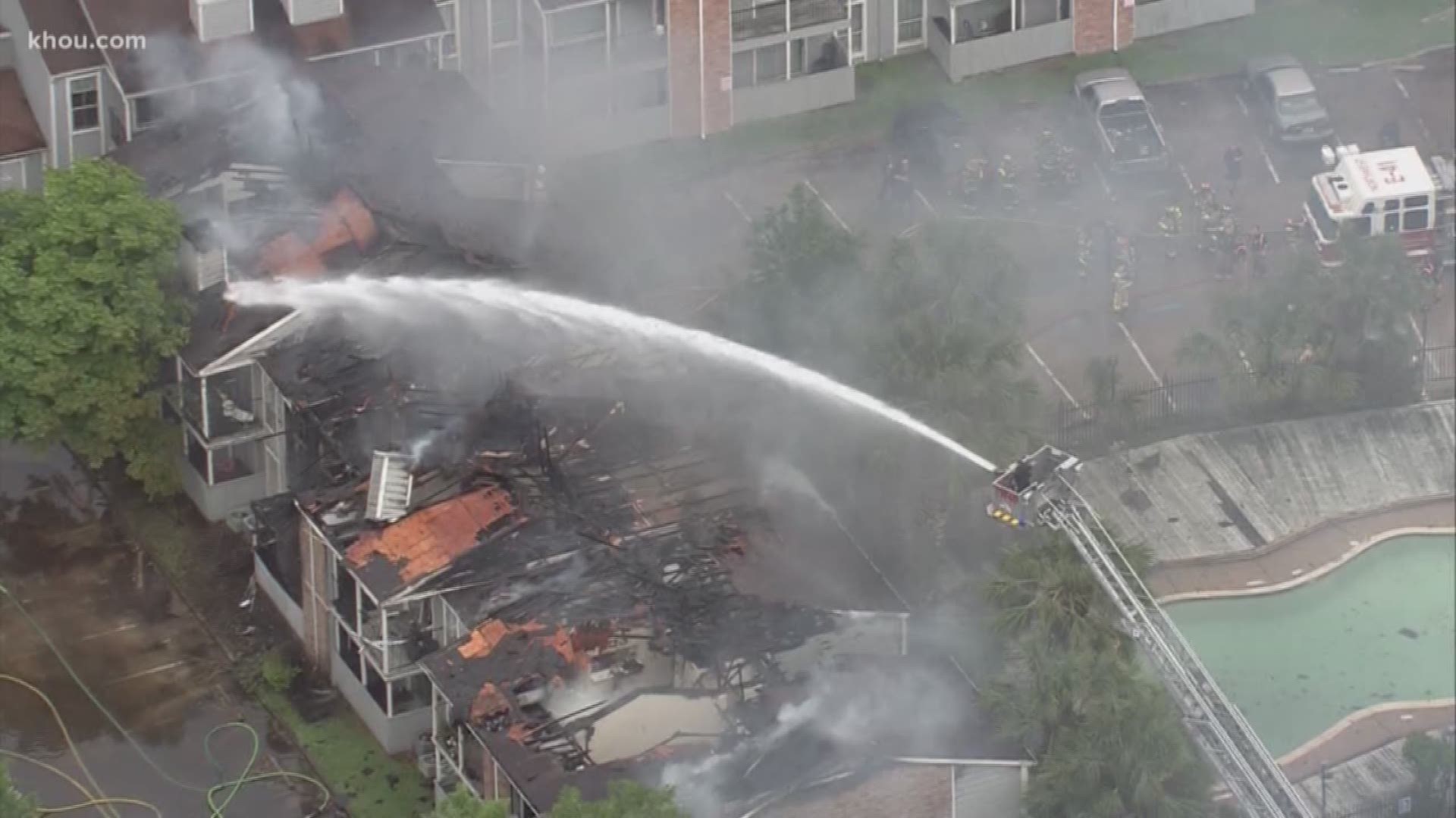 Firefighters responded to a 3-alarm fire at an apartment complex in northwest Houston.