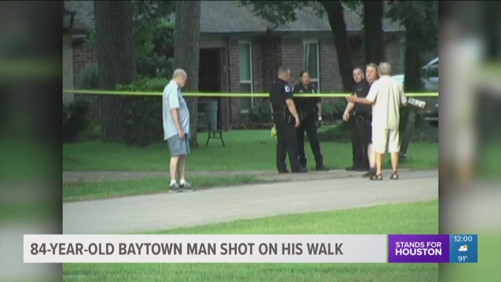 An 84 year old man was rushed to the hospital after he was shot on his morning walk in Baytown. Police say the gunman drove by the man and shot him in the stomach before fleeing the scene.