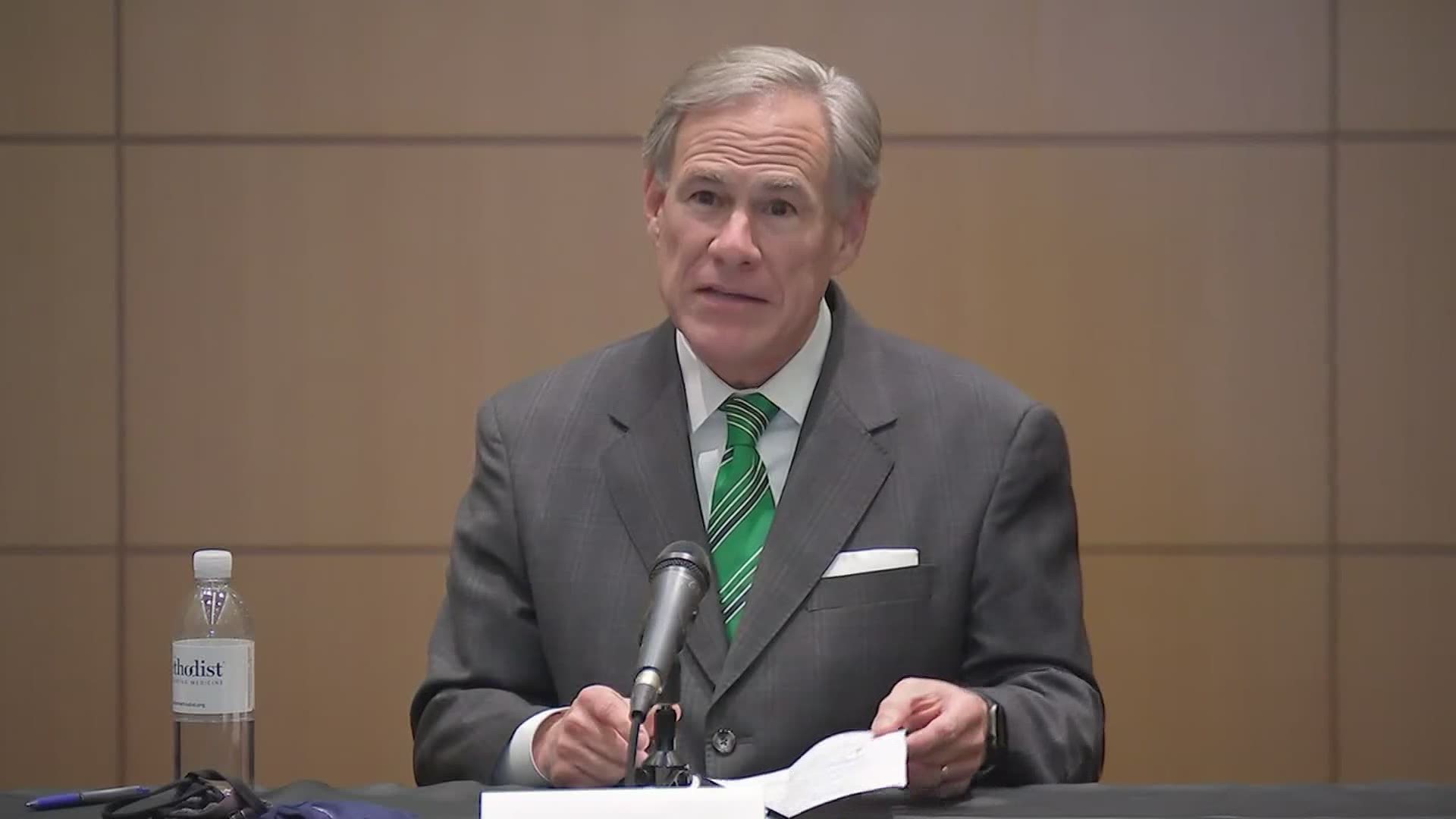 Gov. Greg Abbott was in Houston on Tuesday to discuss policies impacting healthcare in Texas with medical experts at Houston Methodist Hospital.