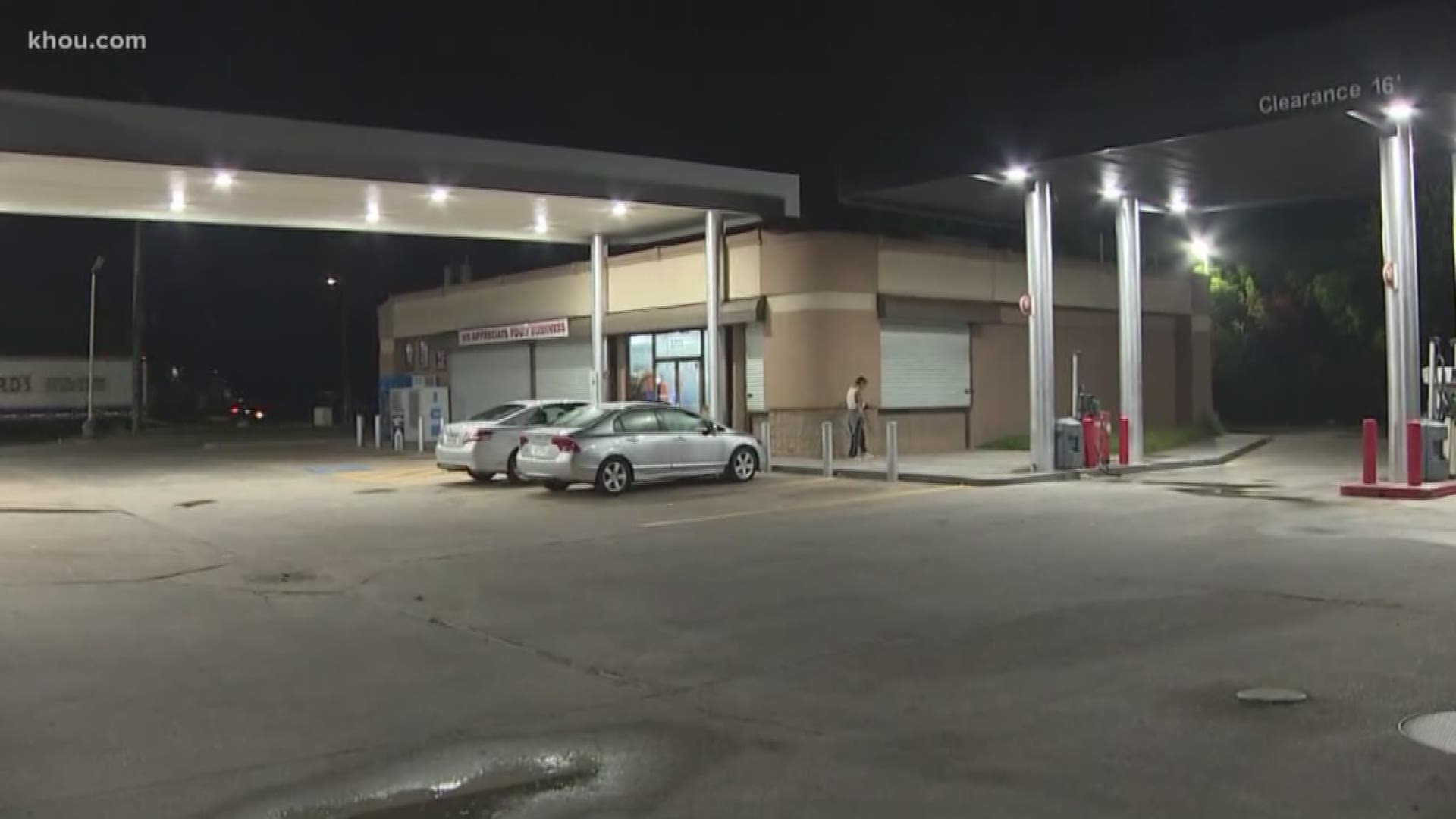 Police are searching for a shooter who gunned down a man found dead outside of a northwest Houston gas station Tuesday night.