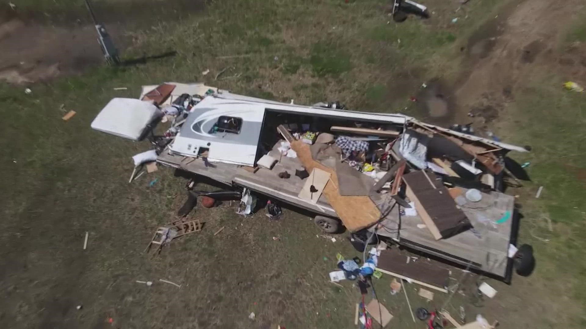 After the supercell rolled across Texas Monday night, some residents in Beasley, and farther north in the Richmond area, took cover as an EF-1 tornado passed.