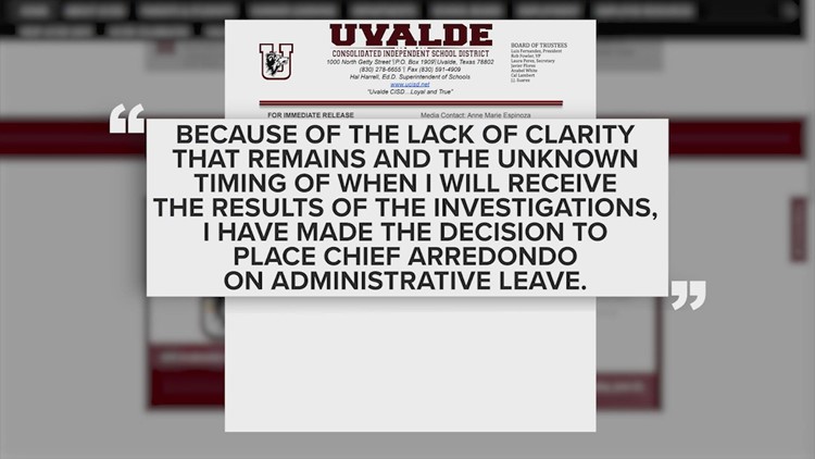 Uvalde school police chief Pete Arredondo placed on administrative leave amid ongoing investigations