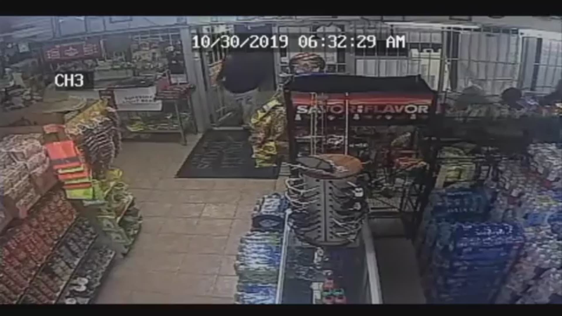 Video provided by HPD and Crime Stoppers show armed men robbing a Spring Branch meat market.