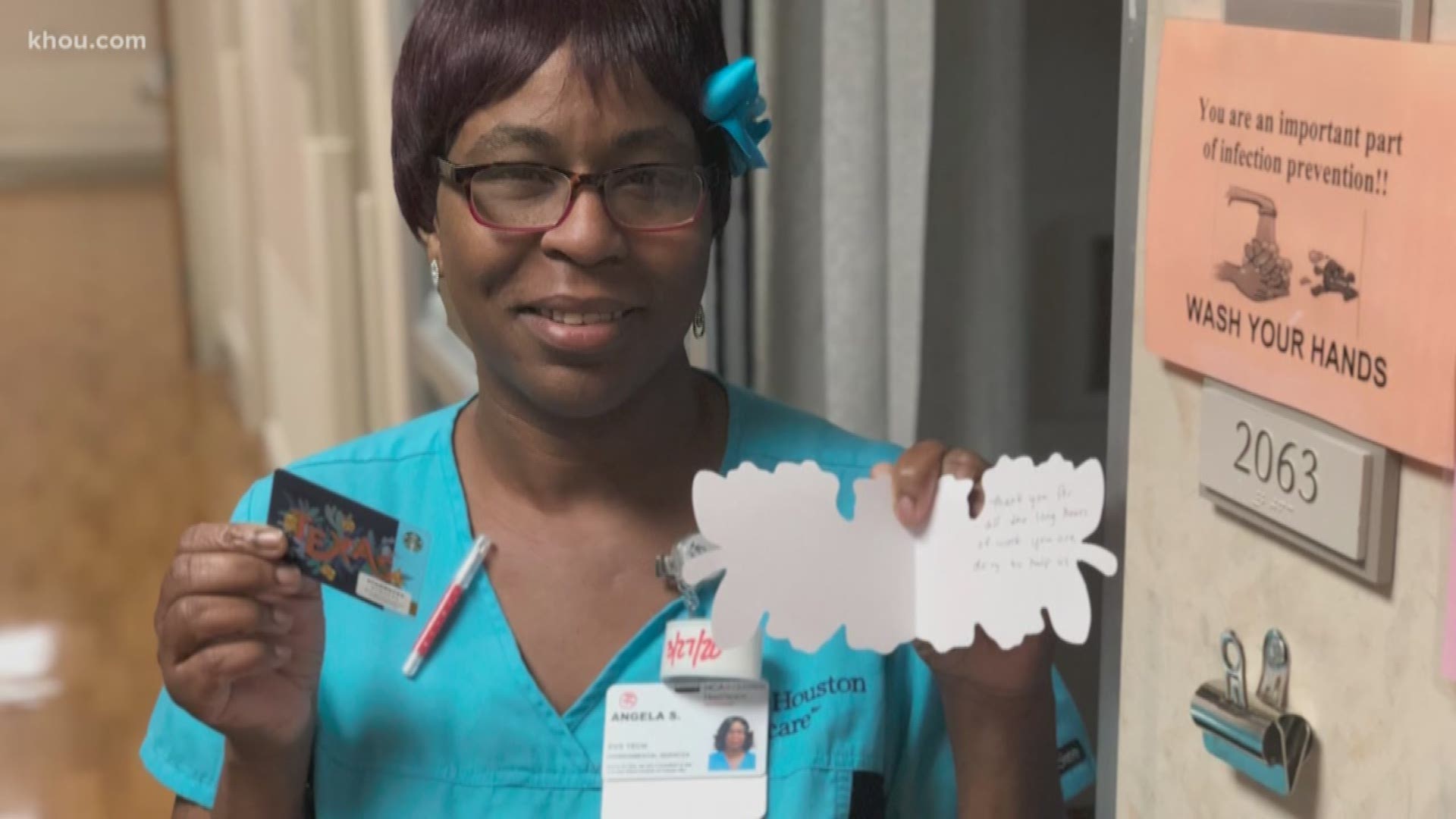 A Houston-area critical care nurse put a call out on Nextdoor asking for cards she could pass out to everyone from doctors to janitors.