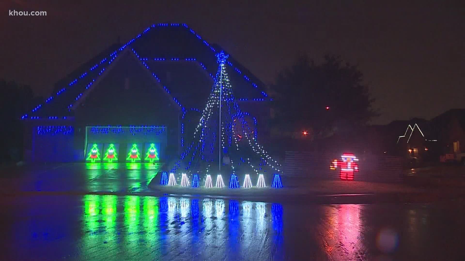 A proud Houstonian is going viral on social media for his holiday lights display.
