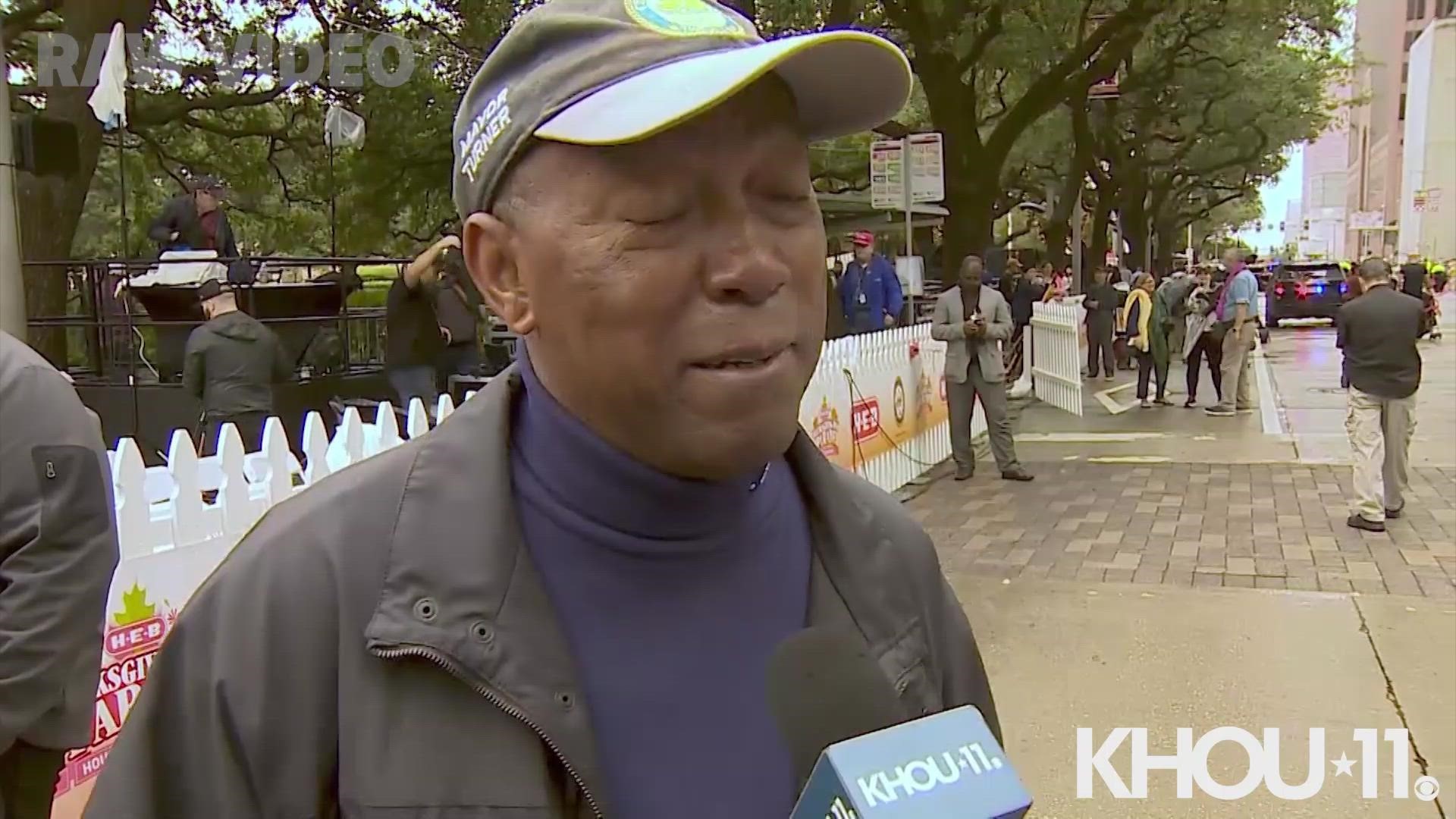 Mayor Sylvester Turner explains why the H-E-B Thanksgiving Day Parade was canceled. "It wasn't the rain that canceled the parade...threat of lightning," he says.