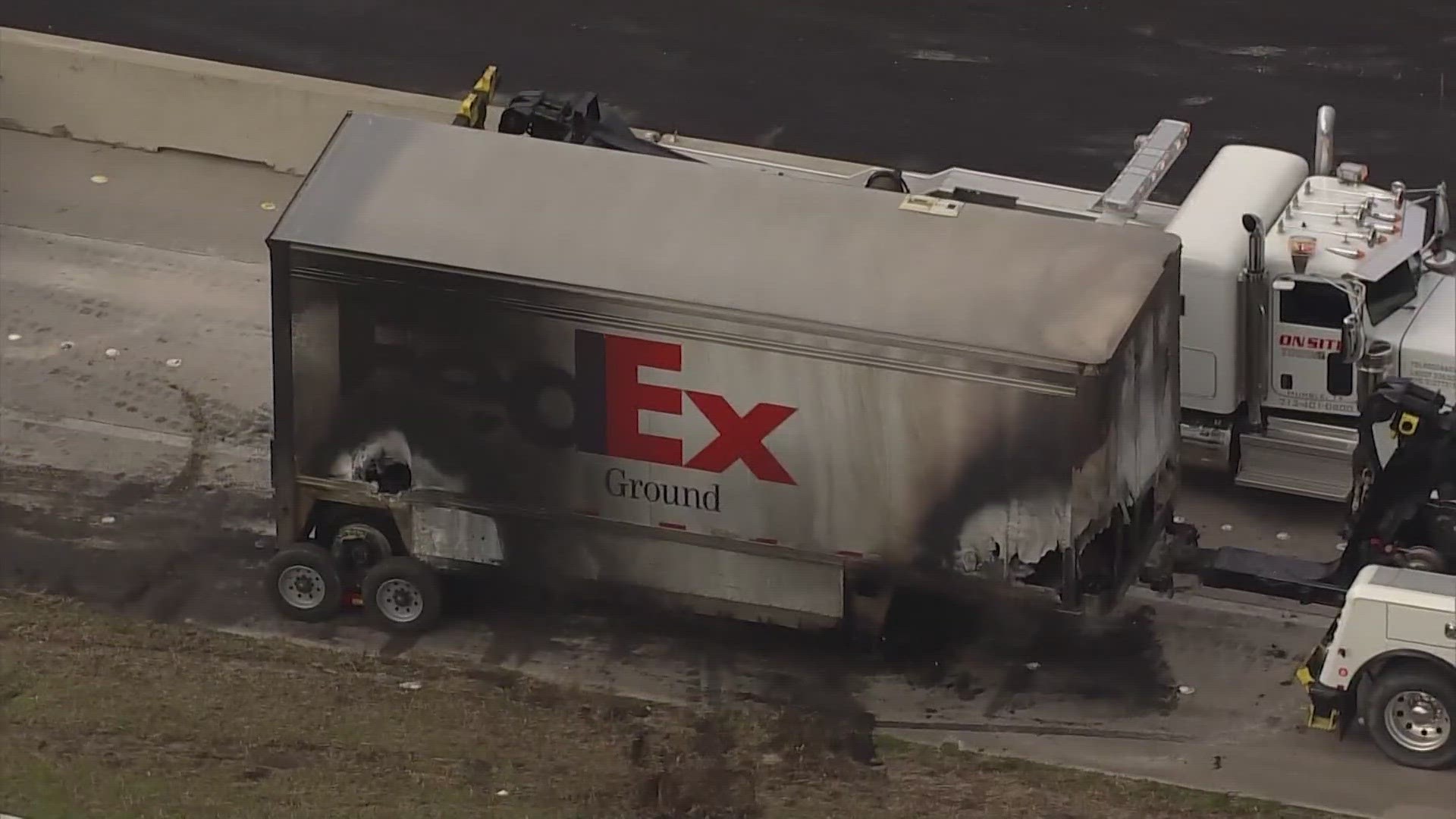 A fiery crash involving an 18-wheeler shut down part of Grand Parkway in Katy Monday morning, according to the Harris County Sheriff's Office.