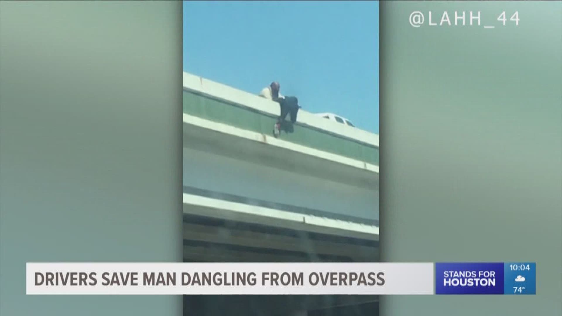 A man has some brave deputies and drivers to thank for saving his life. He was pulled to safety after dangling from an overpass. 
