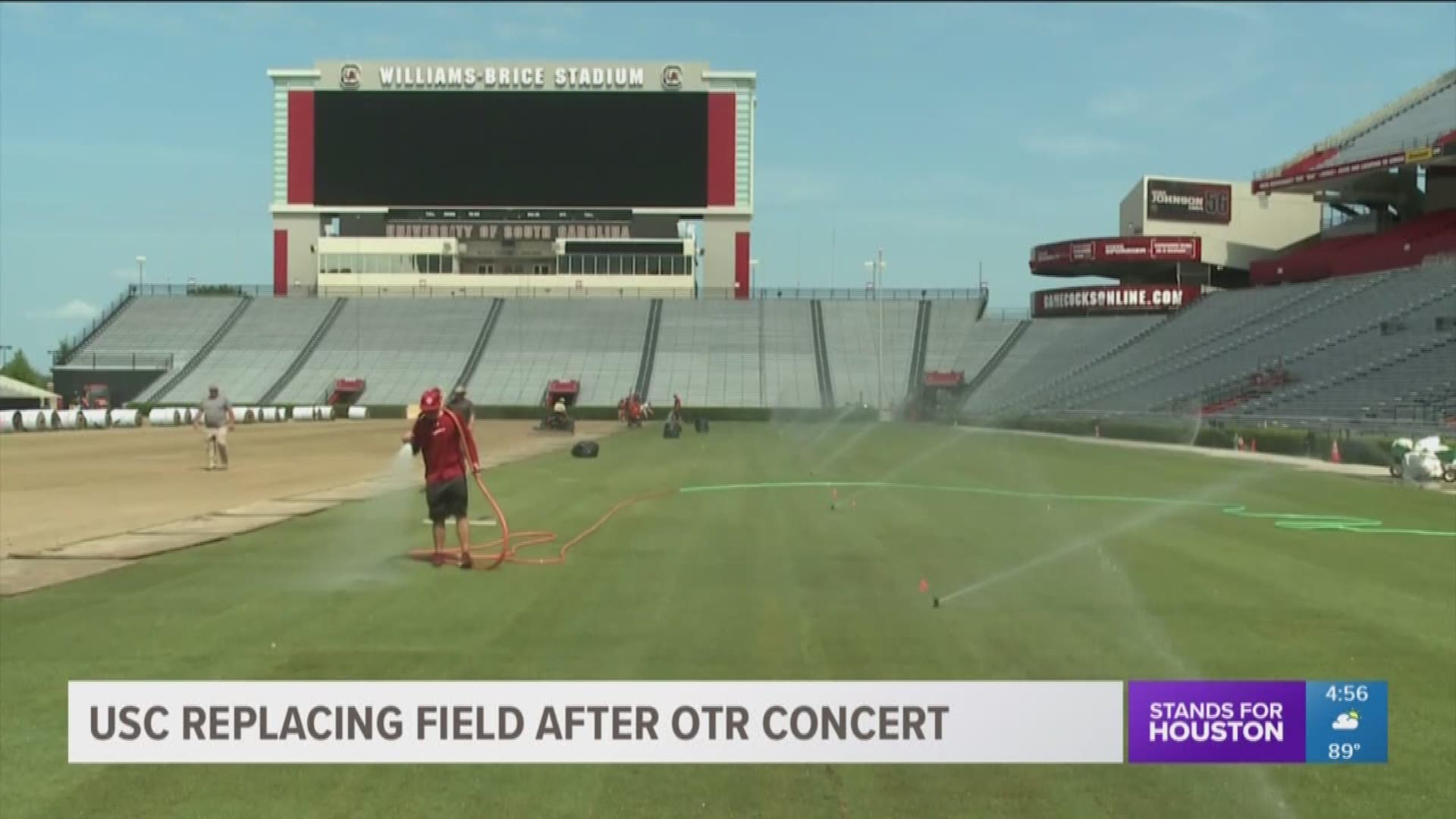 The University of Southern California is having to replace its football field after hosting a Jay Z and Beyoncé concert. A hard cover was put on the field to protect the grass but when crews lifted the cover they saw the grass was dead. 
