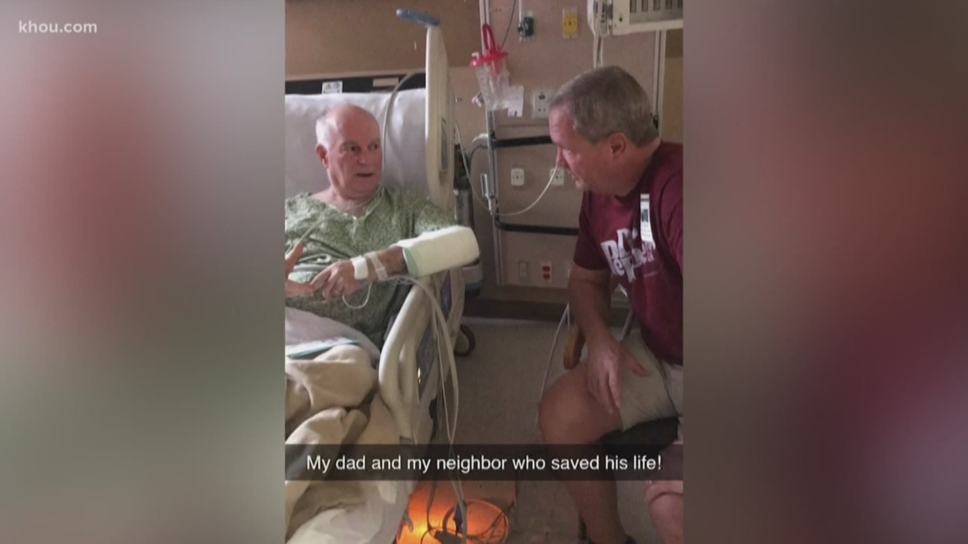 Home surveillance captured a paramedic save his neighbor's life after he collapsed and went into cardiac arrest.