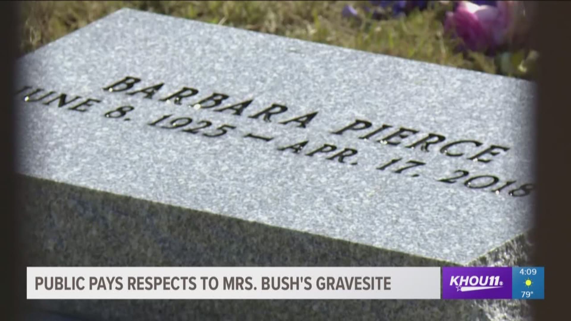 The gravesite of former First Lady Barbara Bush in College Station opened to the public Monday morning.