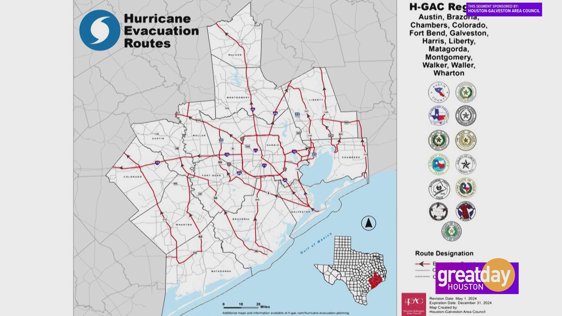 Francis Rodriguez with The Houston-Galveston Area Council explains how evacuation routes are equipped with resources to ensure safety & a quick exit.