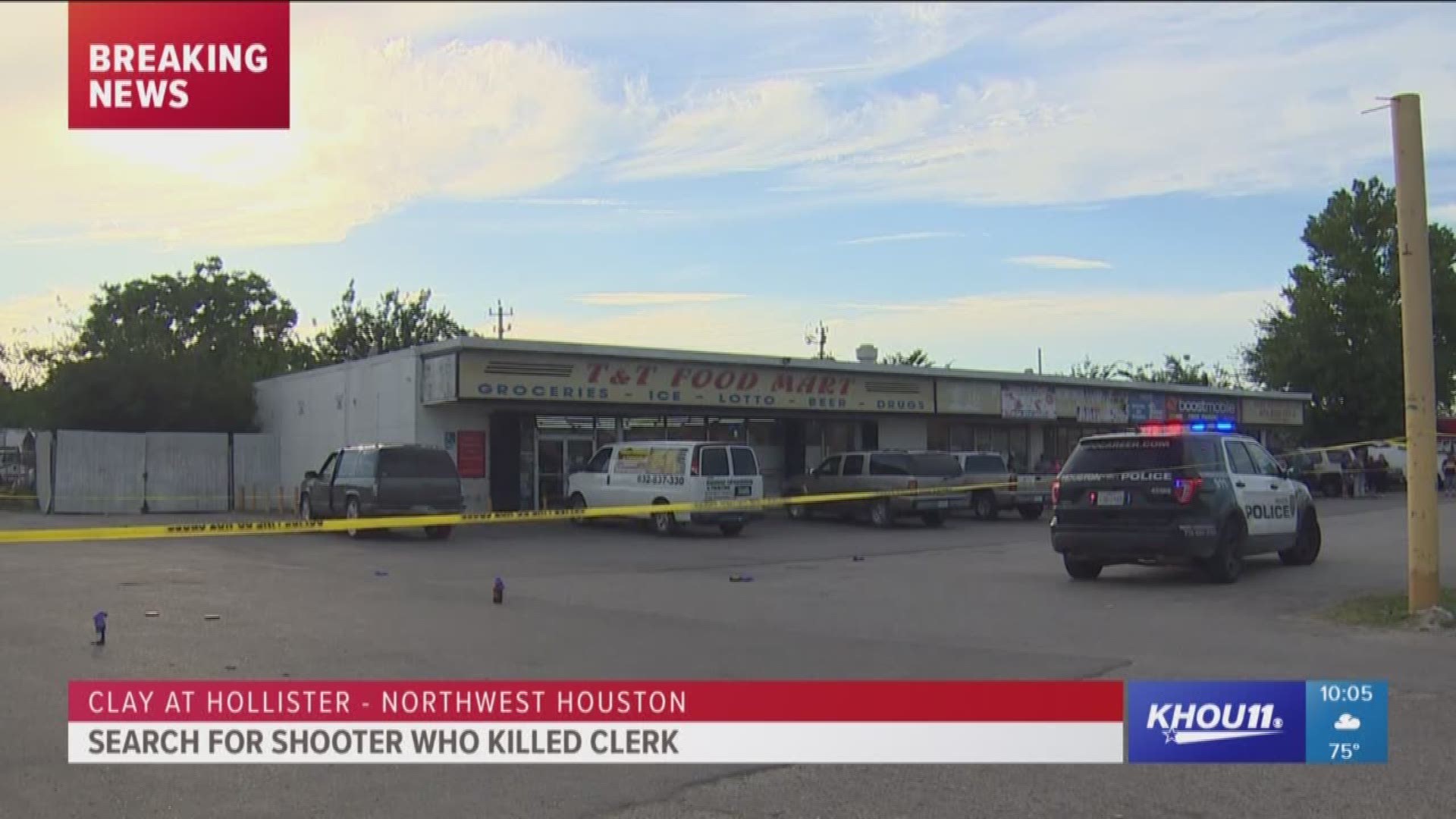 Police are looking for a suspect who shot and killed a convenience store clerk in northwest Houston.  