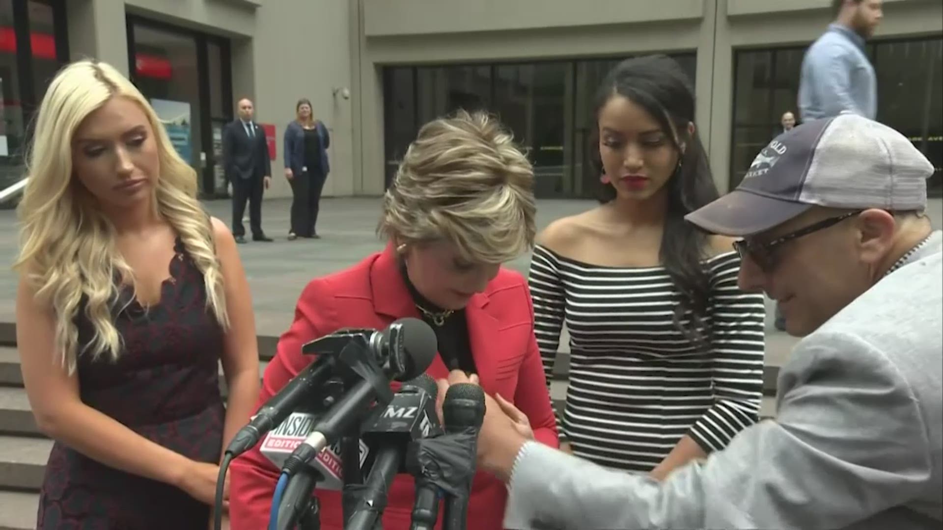 Angelina Rosa says her body was duct-taped at a game because she was considered "skinny fat." She joined her lawyer Gloria Allred at a press conference at NFL headquarters in New York Friday morning.