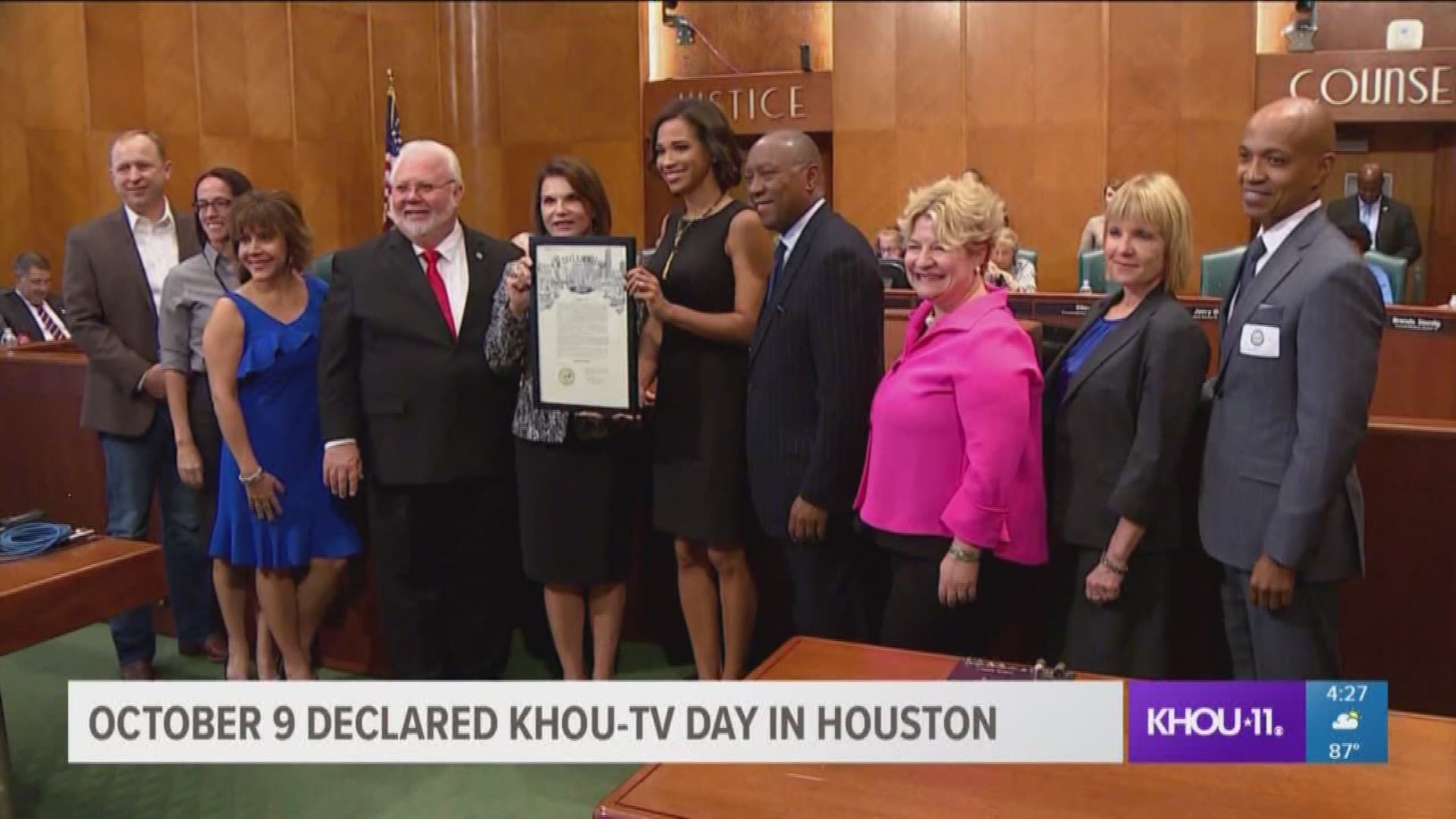 Oct. 9, 2018 was declared "KHOU-TV Day" in the City of Houston.
