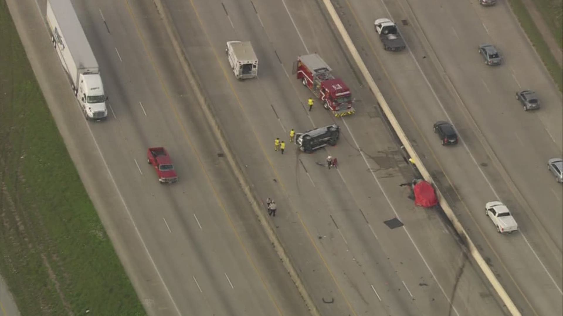 A deadly crash shut down I-10 the Katy Freeway mid-morning Monday.