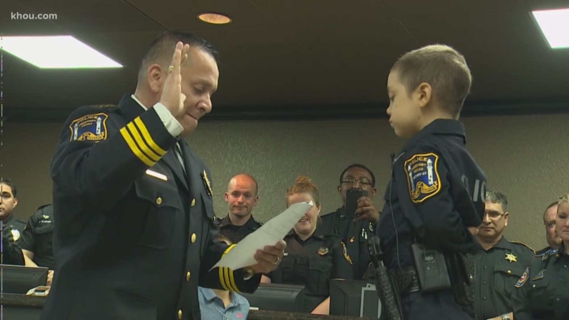 Abigail Rose Arias is battling cancer.  And now, she's a Freeport officer.