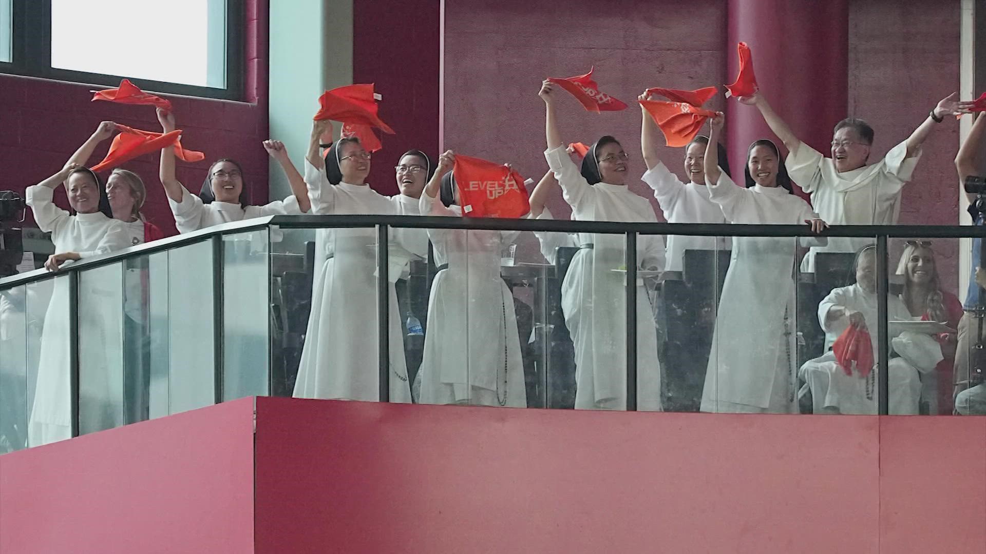 The "Rally Nuns" returned to Minute Maid Park for Game 2 of the ALDS. The "Rally Nuns" were prominent figures during the 'Stros playoff run last year.