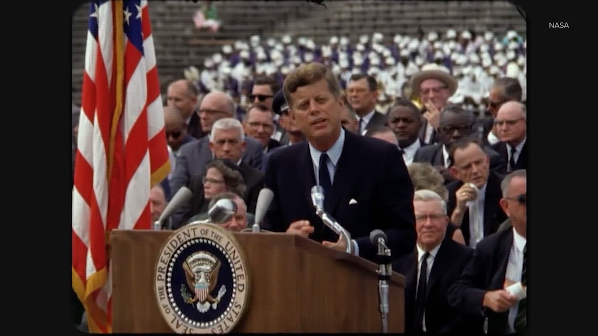 KHOU 11 got the first look at the newly restored lectern used in JFK's speech at Rice University back in 1962.