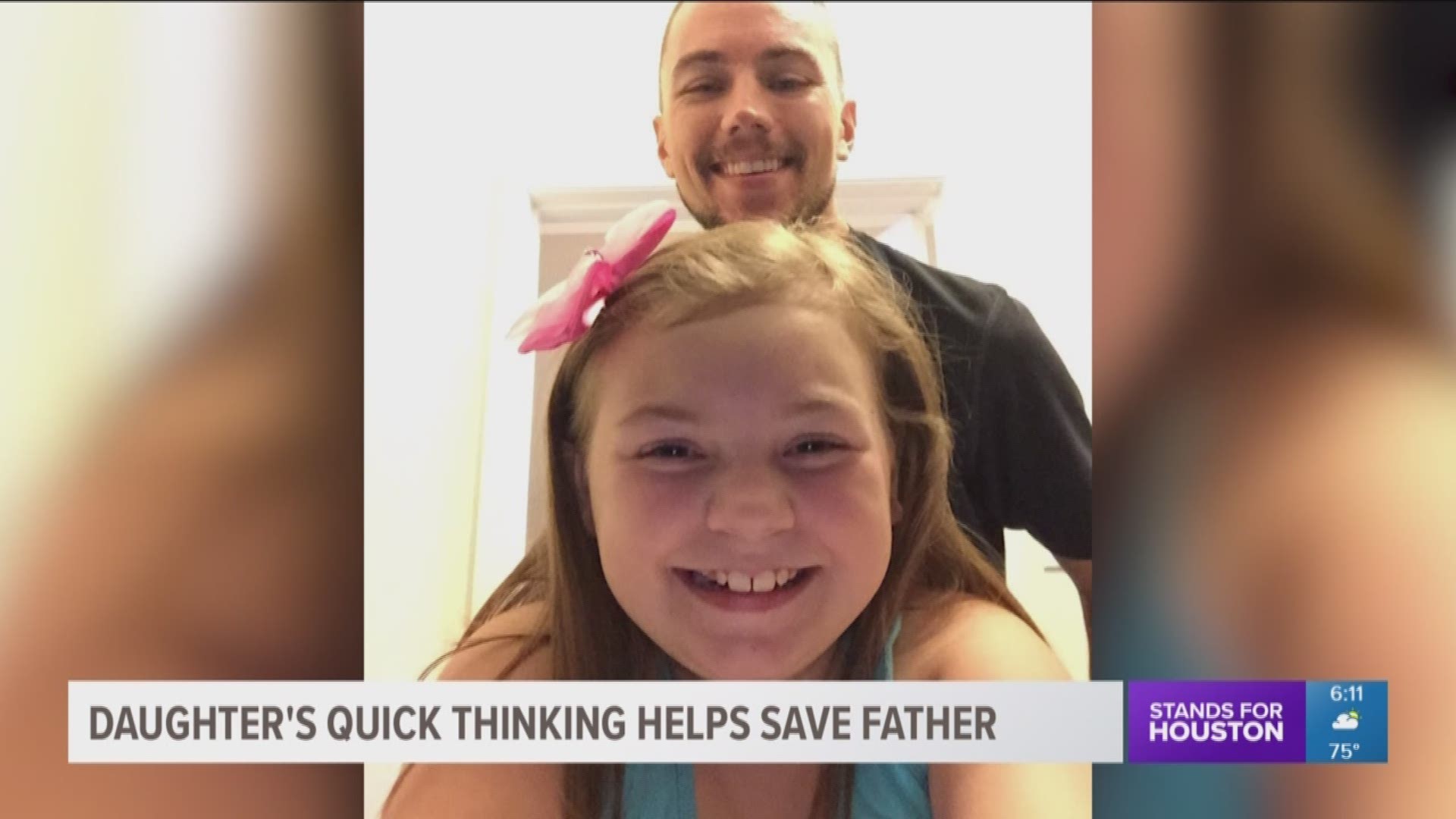 A young girl is being hailed a hero after her dad suffered a medical emergency.