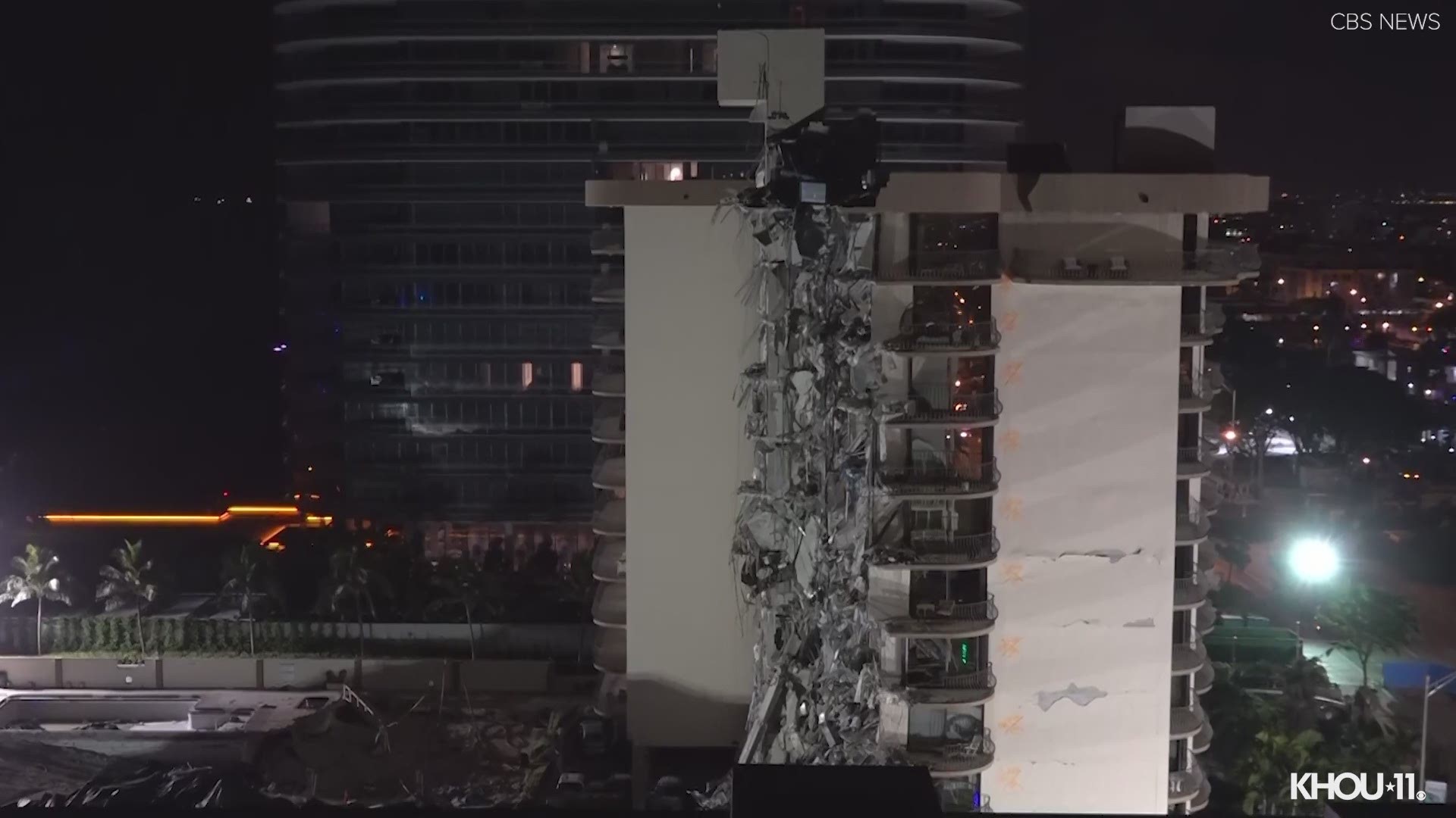 The still-standing portion of the Champlain Towers South came down Sunday night.