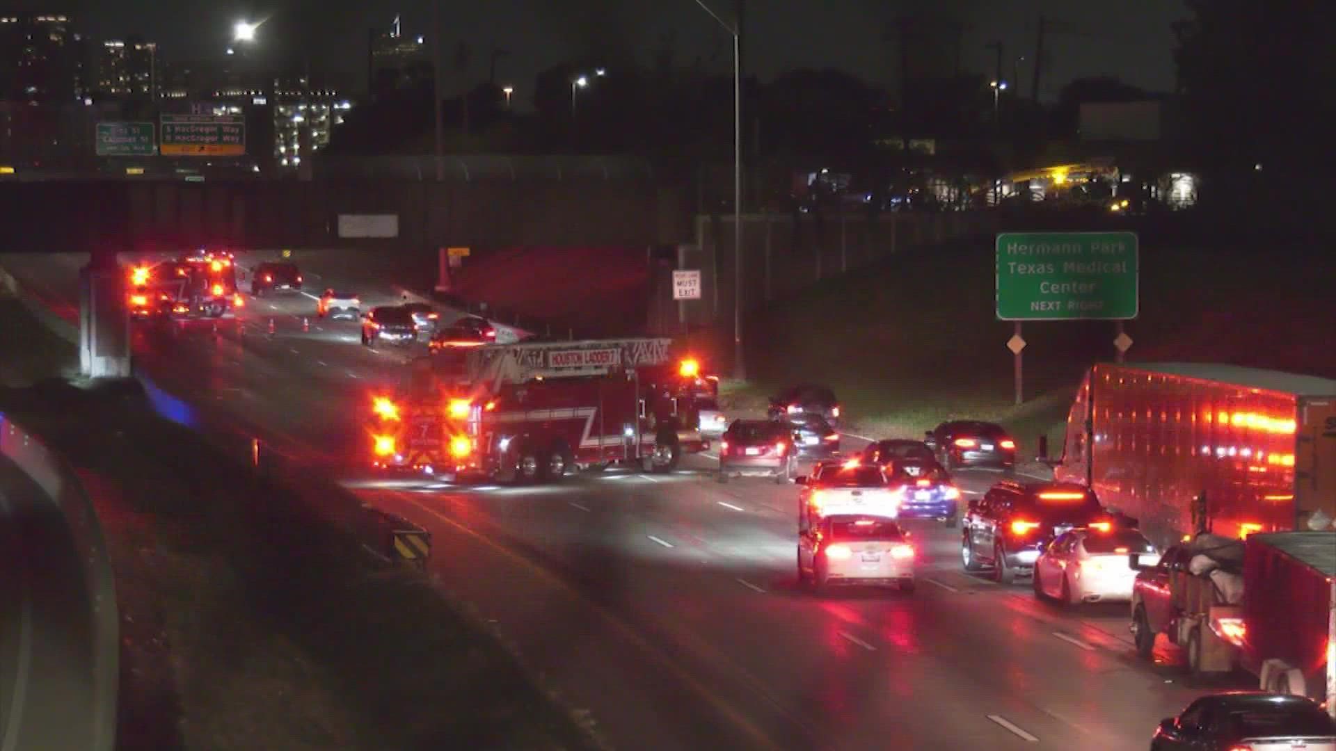 Both the northbound and southbound lanes of Highway 288 near MacGregor were closed Wednesday night due to a dangerous electric problem, according to Houston police.