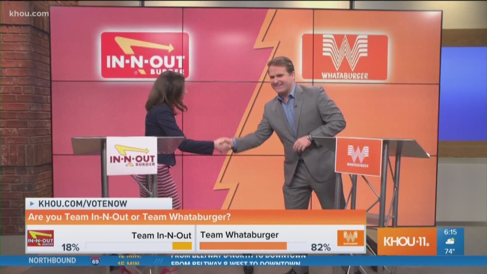 Brandi, an In-N-Out fan, and Doug, a Whataburger fan, go head to head. Which chain is your favorite?