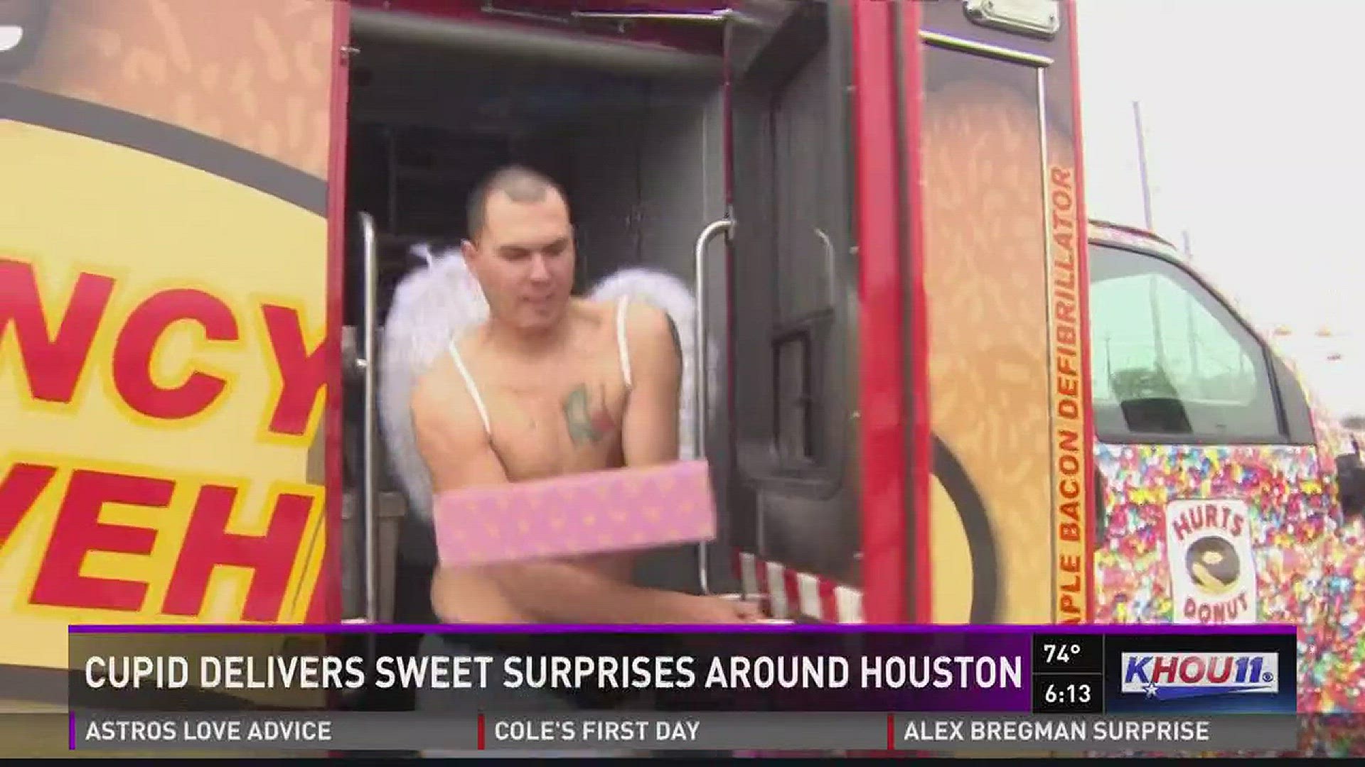 Cupid spread love and doughnuts throughout the Houston area this Valentine's Day.