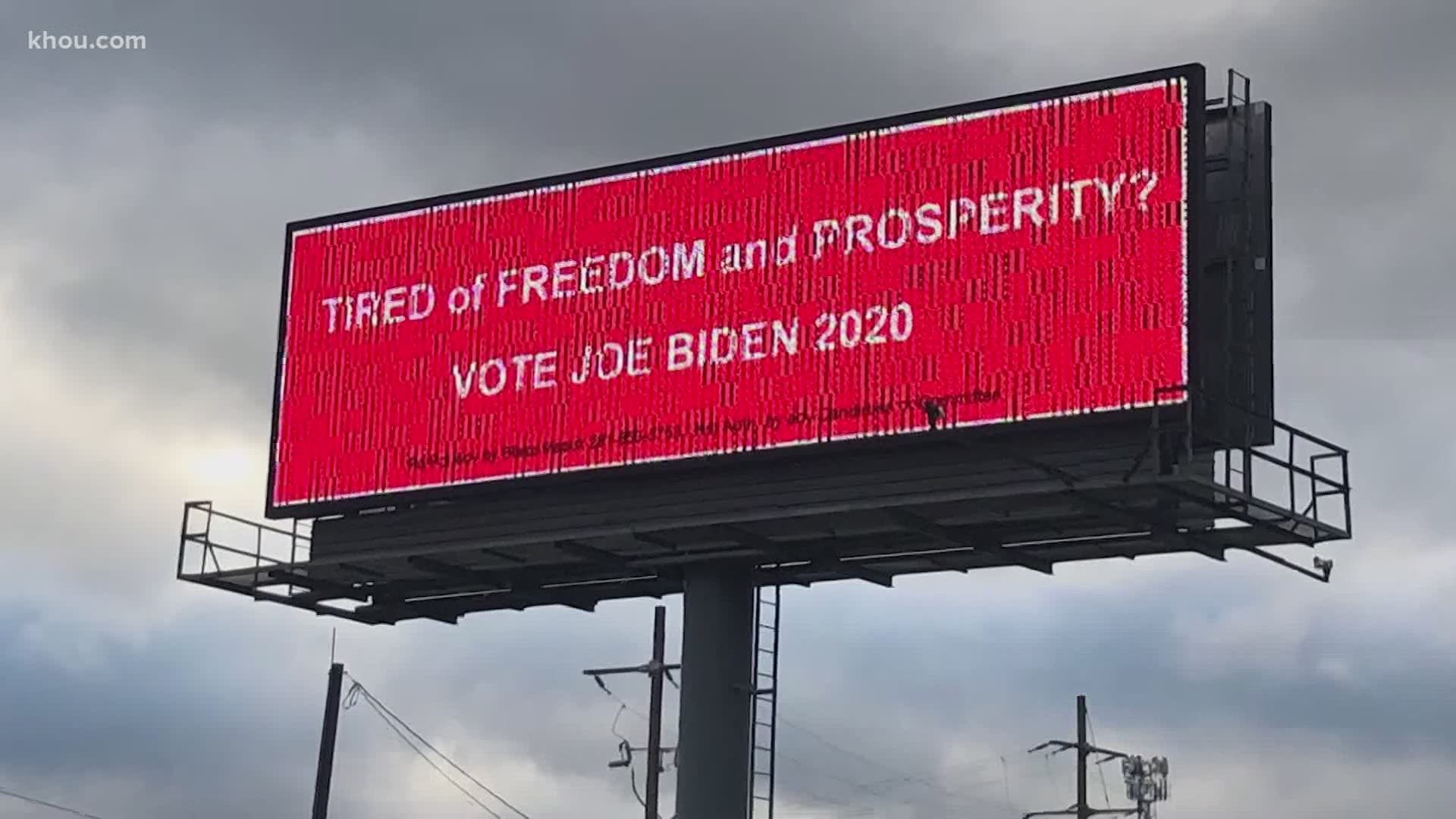 The ad was pulled from the digital display in Conroe while other political ads continue to play.