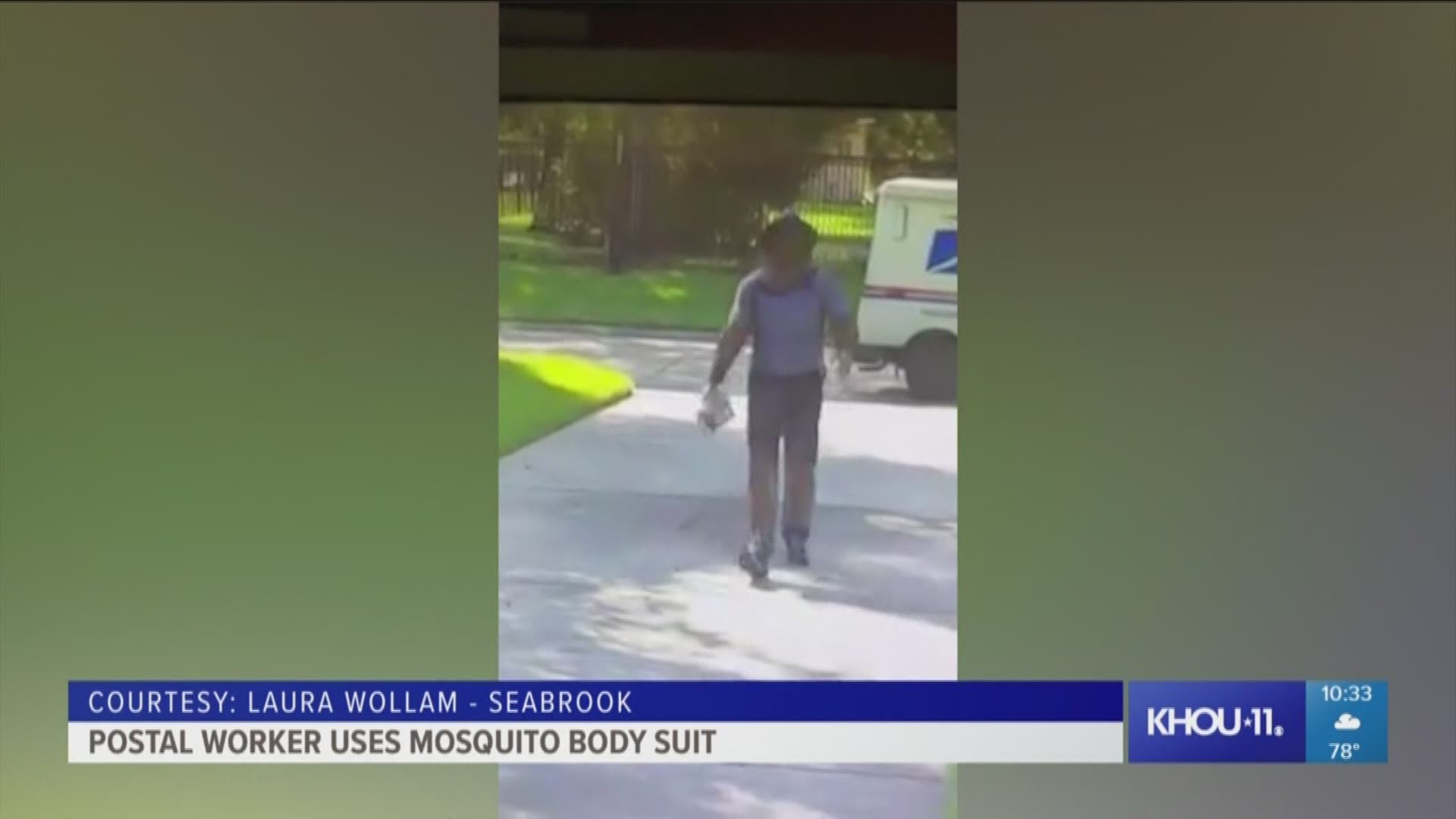 You know mosquitoes are bad in Texas when a postal worker wears a net bodysuit!