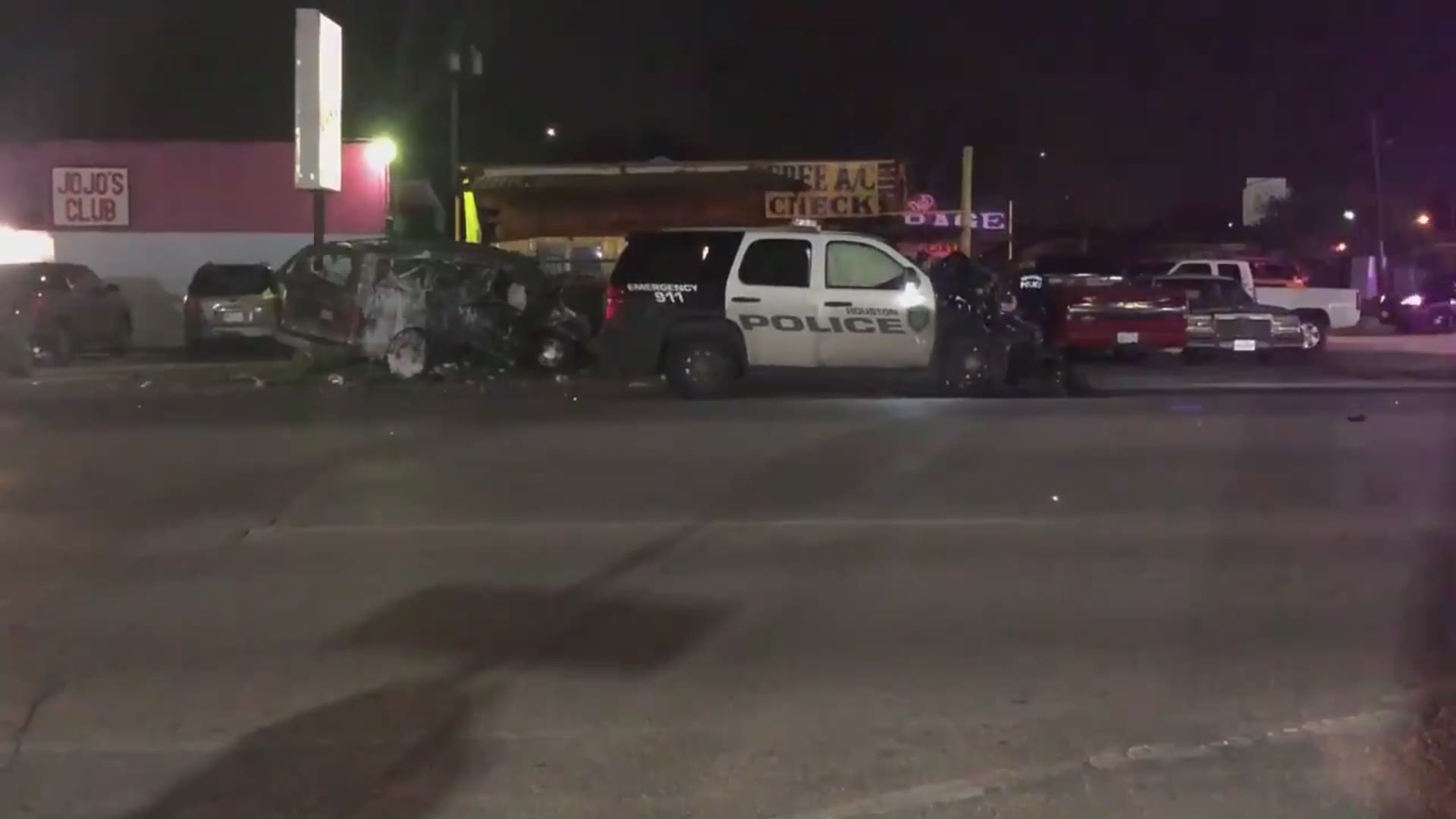 A Houston Police officer and one other person were injured Saturday night in a crash in southeast Houston.