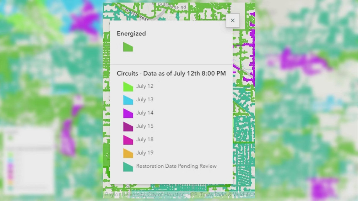 Centerpoint Map Now Shows Specific Dates For Power Restoration Across Houston Area