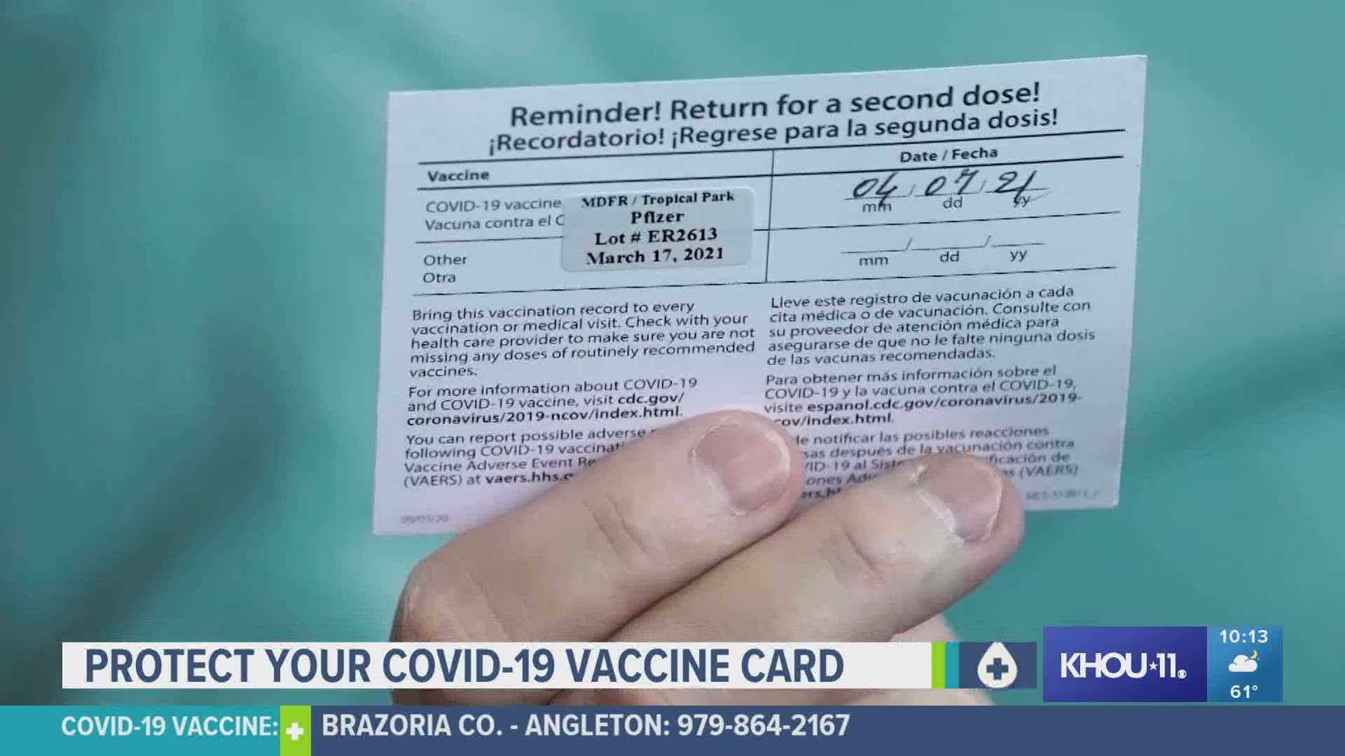 The CDC says you should keep your vaccine card and recommends taking a picture of it to be used as a back-up copy.