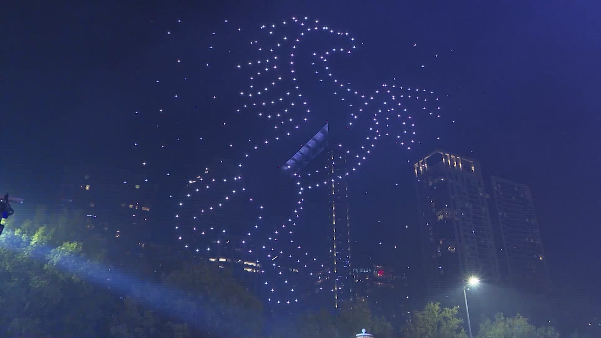 The drone show was downtown. It was ahead of Beyoncé's first of two performances at NRG Stadium.