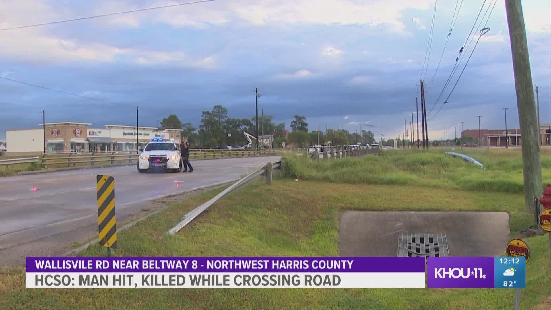 A 65-year-old man died after he was hit by a pickup truck while crossing the roadway in northeast Harris County Thursday morning, according to Sheriff Ed Gonzalez.