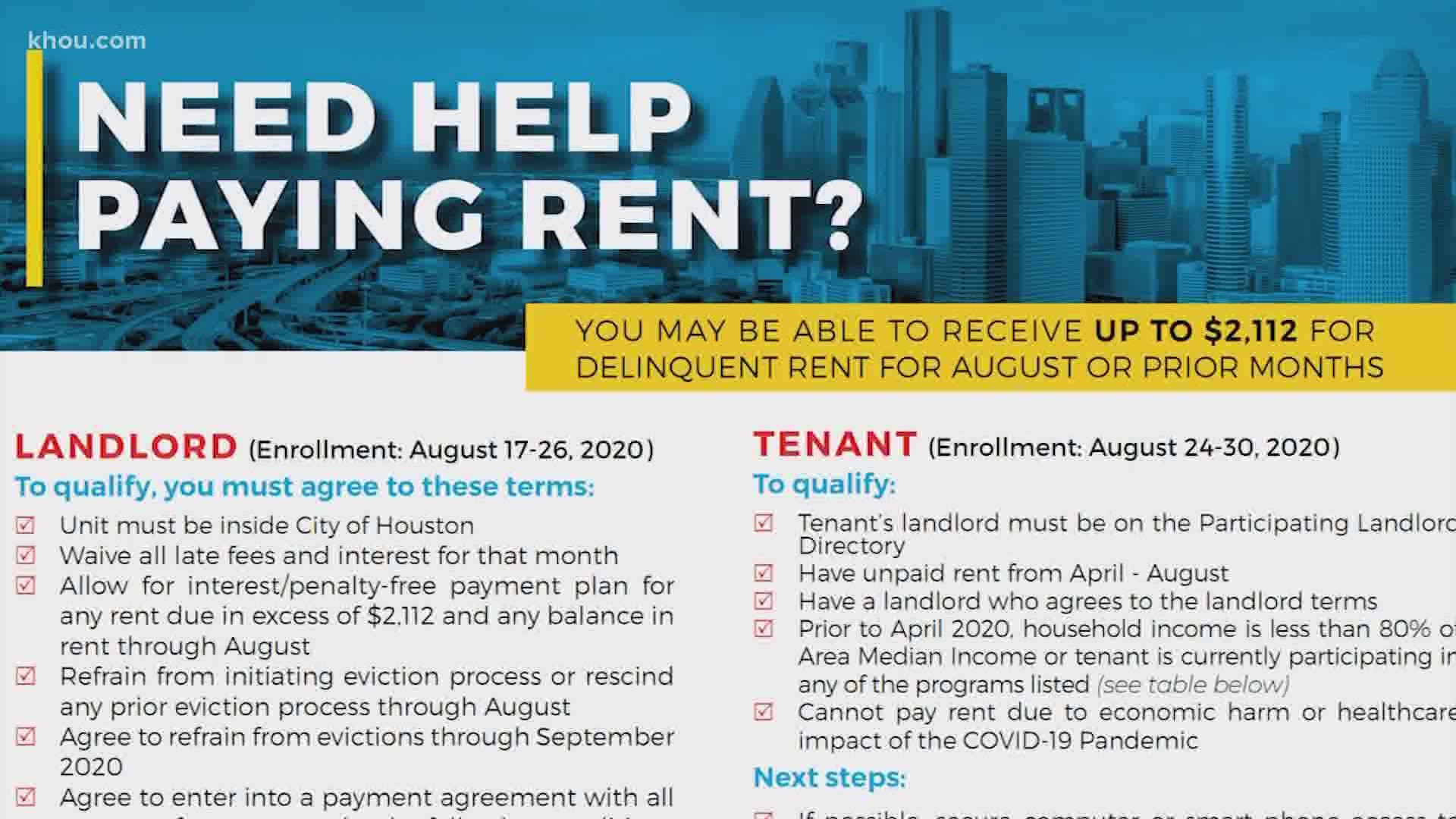 Houston, Harris County rent relief program How to apply