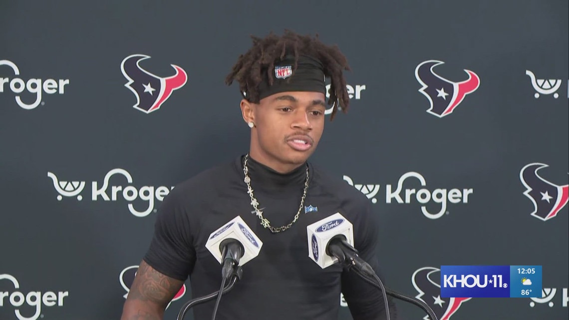 Texans receiver Tank Dell addresses the media June 4 | khou.com