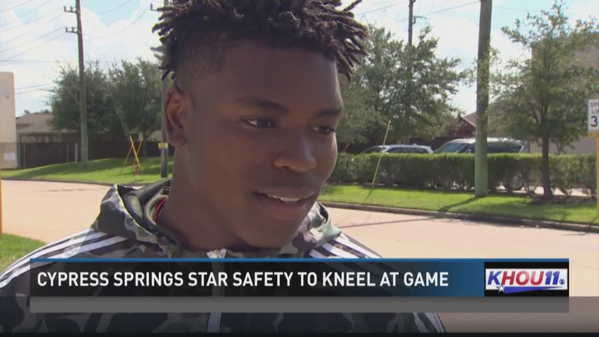 Star Cypress Springs High School safety Leon O'Neal says he plans to kneel when the national anthem is played at Saturday's football game.