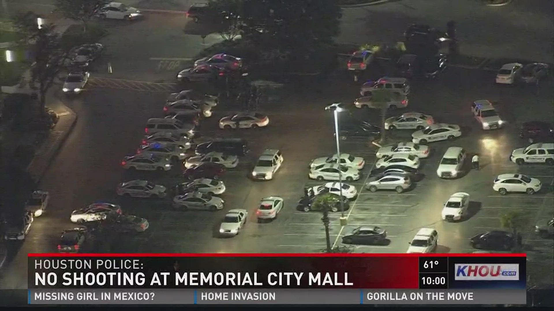 Houston Police say reports of a shooting at Memorial City Mall Saturday evening are false and the incident was a smash and grab theft at a jewelry store.