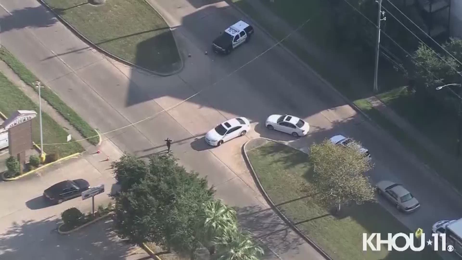 Houston Police Department Chief Art Acevedo said two officers responded to reports of a man brandishing a weapon at a car wash near the 10700 block of South Gessner in Valley West Elementary School.