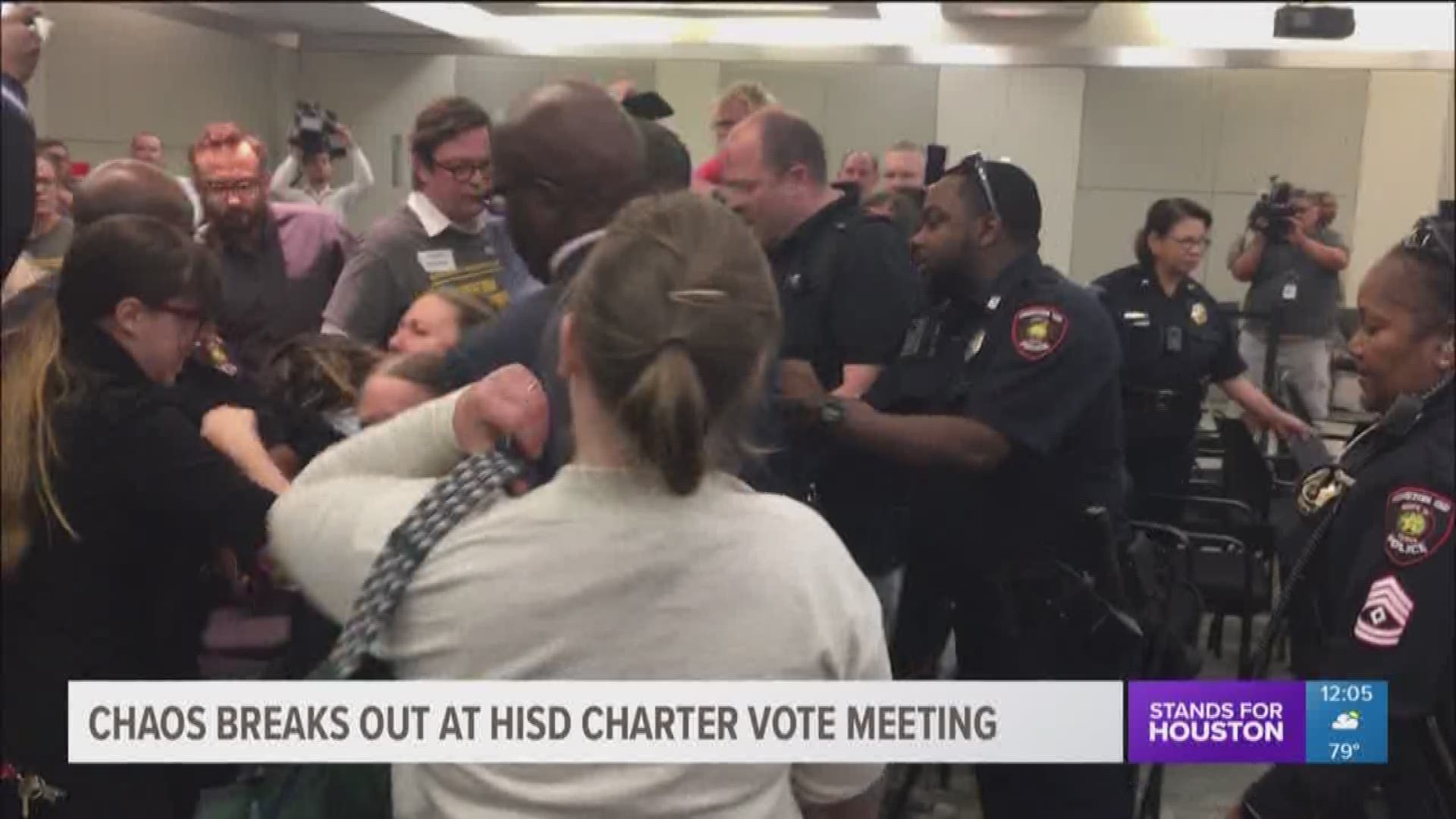 The meeting centered around a controversial vote where the board would surrender control of 10 of its struggling schools.