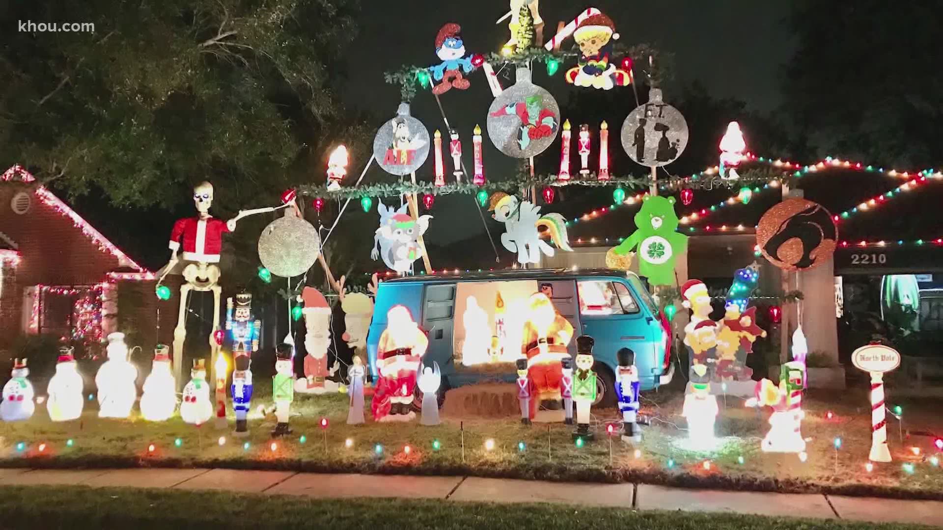 A Fort Bend County family has gone above and beyond this year with their Christmas decorations standing taller than their house.