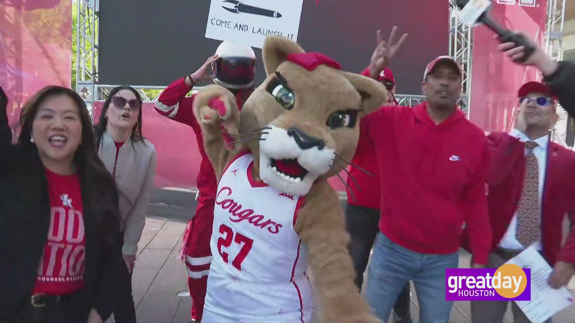 If you're looking to show your Cougar pride, there's no better place to do it than Avenida Plaza in front of the George R. Brown Convention Center.  