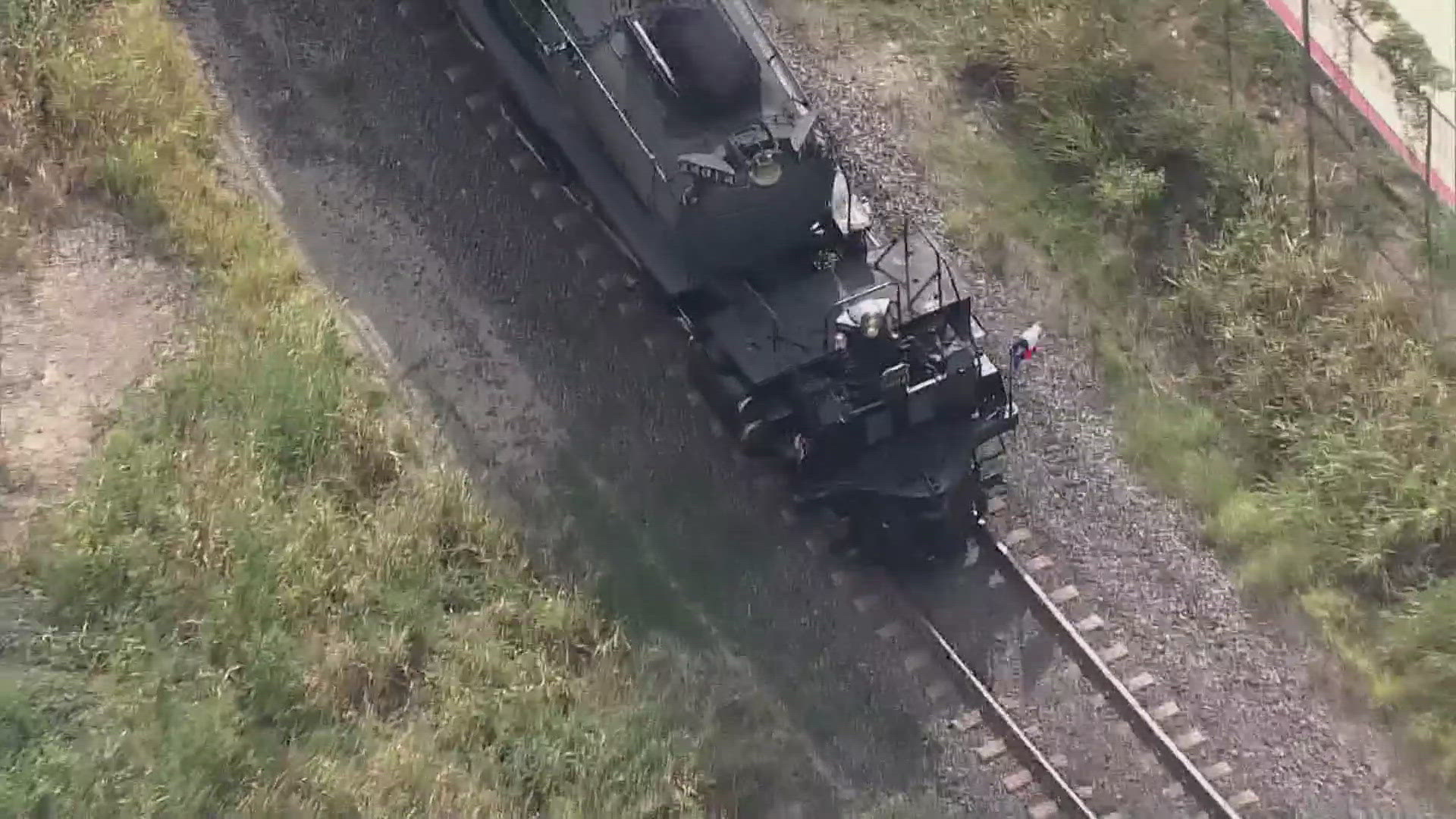 The train made its way across the Houston area and will be on display on Sunday.