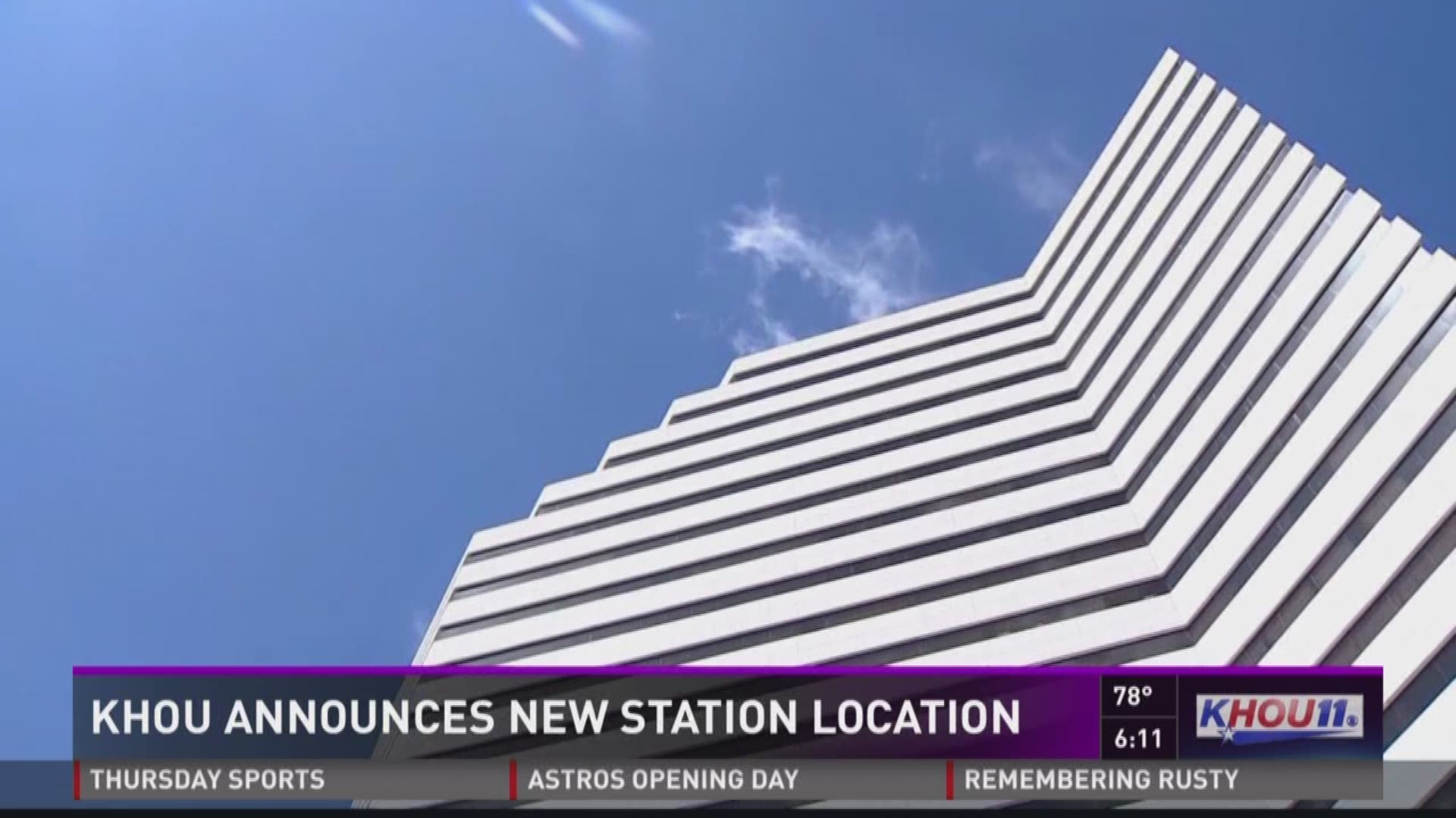 KHOU 11 announced on Thursday the location of their new station will be just west of the Galleria area on Westheimer Road.
